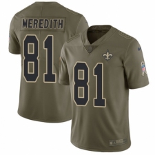 Men's Nike New Orleans Saints #81 Cameron Meredith Limited Olive 2017 Salute to Service NFL Jersey