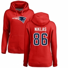 NFL Women's Nike New England Patriots #86 Troy Niklas Red Name & Number Logo Pullover Hoodie