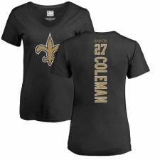 NFL Women's Nike New Orleans Saints #27 Kurt Coleman Black Backer Slim Fit T-Shirt
