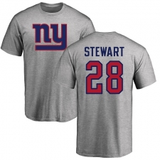NFL Nike New York Giants #28 Jonathan Stewart Ash Name & Number Logo T-Shirt