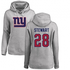 NFL Women's Nike New York Giants #28 Jonathan Stewart Ash Name & Number Logo Pullover Hoodie