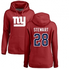 NFL Women's Nike New York Giants #28 Jonathan Stewart Red Name & Number Logo Pullover Hoodie