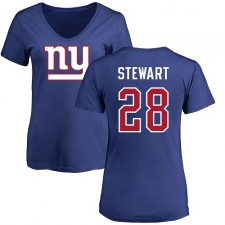 NFL Women's Nike New York Giants #28 Jonathan Stewart Royal Blue Name & Number Logo T-Shirt