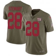 Youth Nike New York Giants #28 Jonathan Stewart Limited Olive 2017 Salute to Service NFL Jerse