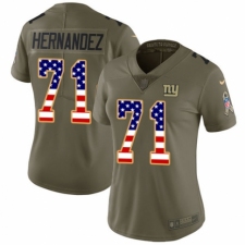 Women's Nike New York Giants #71 Will Hernandez Limited Olive/USA Flag 2017 Salute to Service NFL Jersey