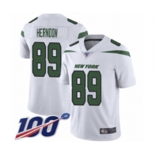 Men's New York Jets #89 Chris Herndon White Vapor Untouchable Limited Player 100th Season Football Jersey