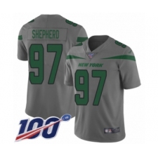 Men's New York Jets #97 Nathan Shepherd Limited Gray Inverted Legend 100th Season Football Jersey