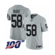 Men's Oakland Raiders #58 Kyle Wilber Limited Silver Inverted Legend 100th Season Football Jersey
