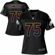 Women's Nike Philadelphia Eagles #75 Josh Sweat Game Black Fashion NFL Jersey
