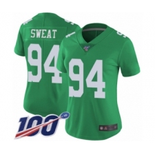 Women's Philadelphia Eagles #94 Josh Sweat Limited Green Rush Vapor Untouchable 100th Season Football Jersey