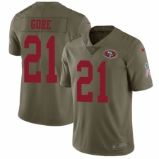 Youth Nike San Francisco 49ers #21 Frank Gore Limited Olive 2017 Salute to Service NFL Jersey