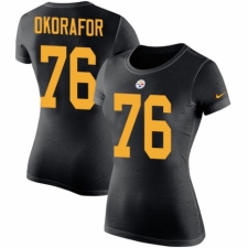 Women's Nike Pittsburgh Steelers #76 Chukwuma Okorafor Black Rush Pride Name & Number T-Shirt