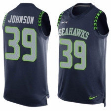 Men's Nike Seattle Seahawks #39 Dontae Johnson Limited Steel Blue Player Name & Number Tank Top NFL Jersey