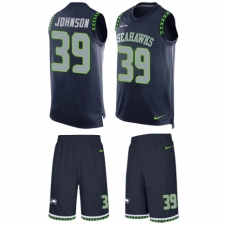 Men's Nike Seattle Seahawks #39 Dontae Johnson Limited Steel Blue Tank Top Suit NFL Jersey