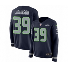 Women's Nike Seattle Seahawks #39 Dontae Johnson Limited Navy Blue Therma Long Sleeve NFL Jersey