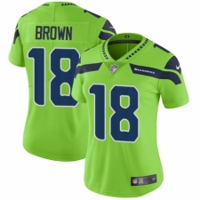 Women's Nike Seattle Seahawks #18 Jaron Brown Limited Green Rush Vapor Untouchable NFL Jersey