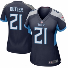 Women's Nike Tennessee Titans #21 Malcolm Butler Game Navy Blue Team Color NFL Jersey