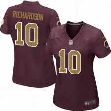 Women's Nike Washington Redskins #10 Paul Richardson Game Burgundy Red/Gold Number Alternate 80TH Anniversary NFL Jersey