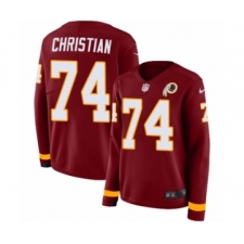 Women's Nike Washington Redskins #74 Geron Christian Limited Burgundy Therma Long Sleeve NFL Jersey