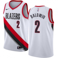 Women's Nike Portland Trail Blazers #2 Wade Baldwin Swingman White NBA Jersey - Association Edition