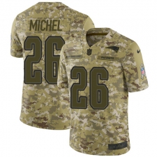 Men's Nike New England Patriots #26 Sony Michel Limited Camo 2018 Salute to Service NFL Jersey