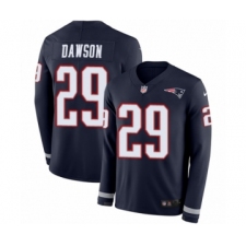 Youth Nike New England Patriots #29 Duke Dawson Limited Navy Blue Therma Long Sleeve NFL Jersey