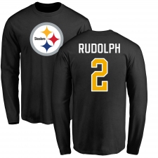 Nike Pittsburgh Steelers #2 Mason Rudolph Black Name & Number Logo Long Sleeve T-Shirt