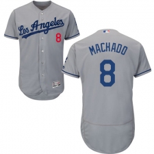 Men's Majestic Los Angeles Dodgers #8 Manny Machado Grey Road Flex Base Authentic Collection MLB Jersey