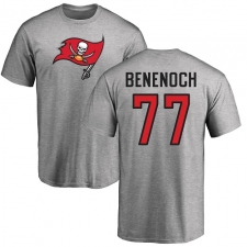 NFL Nike Tampa Bay Buccaneers #77 Caleb Benenoch Ash Name & Number Logo T-Shirt