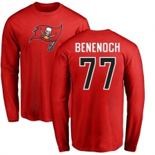 NFL Nike Tampa Bay Buccaneers #77 Caleb Benenoch Red Name & Number Logo Long Sleeve T-Shirt