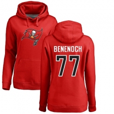 NFL Women's Nike Tampa Bay Buccaneers #77 Caleb Benenoch Red Name & Number Logo Pullover Hoodie