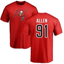 NFL Nike Tampa Bay Buccaneers #91 Beau Allen Red Name & Number Logo T-Shirt