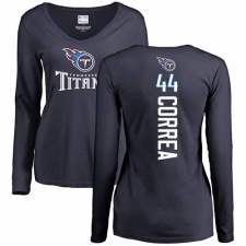 NFL Women's Nike Tennessee Titans #44 Kamalei Correa Navy Blue Backer Long Sleeve T-Shirt