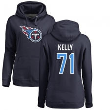 NFL Women's Nike Tennessee Titans #71 Dennis Kelly Navy Blue Name & Number Logo Pullover Hoodie