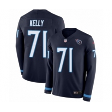 Youth Nike Tennessee Titans #71 Dennis Kelly Limited Navy Blue Therma Long Sleeve NFL Jersey