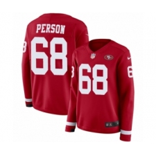 Women's Nike San Francisco 49ers #68 Mike Person Limited Red Therma Long Sleeve NFL Jersey