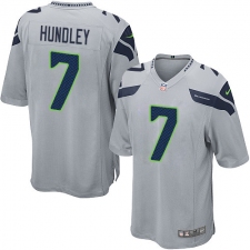 Men's Nike Seattle Seahawks #7 Brett Hundley Game Grey Alternate NFL Jersey
