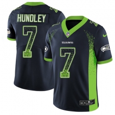 Men's Nike Seattle Seahawks #7 Brett Hundley Limited Navy Blue Rush Drift Fashion NFL Jersey
