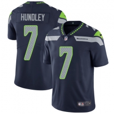 Men's Nike Seattle Seahawks #7 Brett Hundley Navy Blue Team Color Vapor Untouchable Limited Player NFL Jersey