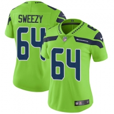 Women Nike Seattle Seahawks #64 J.R. Sweezy Limited Green Rush Vapor Untouchable NFL Jersey