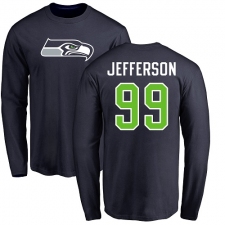 NFL Nike Seattle Seahawks #99 Quinton Jefferson Navy Blue Name & Number Logo Long Sleeve T-Shirt