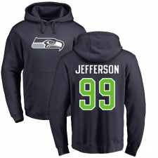 NFL Nike Seattle Seahawks #99 Quinton Jefferson Navy Blue Name & Number Logo Pullover Hoodie