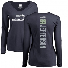 NFL Women's Nike Seattle Seahawks #99 Quinton Jefferson Navy Blue Backer Long Sleeve T-Shirt