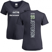 NFL Women's Nike Seattle Seahawks #99 Quinton Jefferson Navy Blue Backer T-Shirt