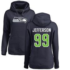 NFL Women's Nike Seattle Seahawks #99 Quinton Jefferson Navy Blue Name & Number Logo Pullover Hoodie