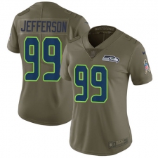 Women Nike Seattle Seahawks #99 Quinton Jefferson Limited Olive 2017 Salute to Service NFL Jersey