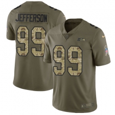 Youth Nike Seattle Seahawks #99 Quinton Jefferson Limited Olive Camo 2017 Salute to Service NFL Jersey
