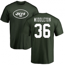 NFL Nike New York Jets #36 Doug Middleton Green Name & Number Logo T-Shirt