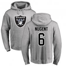 NFL Nike Oakland Raiders #6 Mike Nugent Ash Name & Number Logo Pullover Hoodie