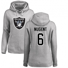 NFL Women's Nike Oakland Raiders #6 Mike Nugent Ash Name & Number Logo Pullover Hoodie